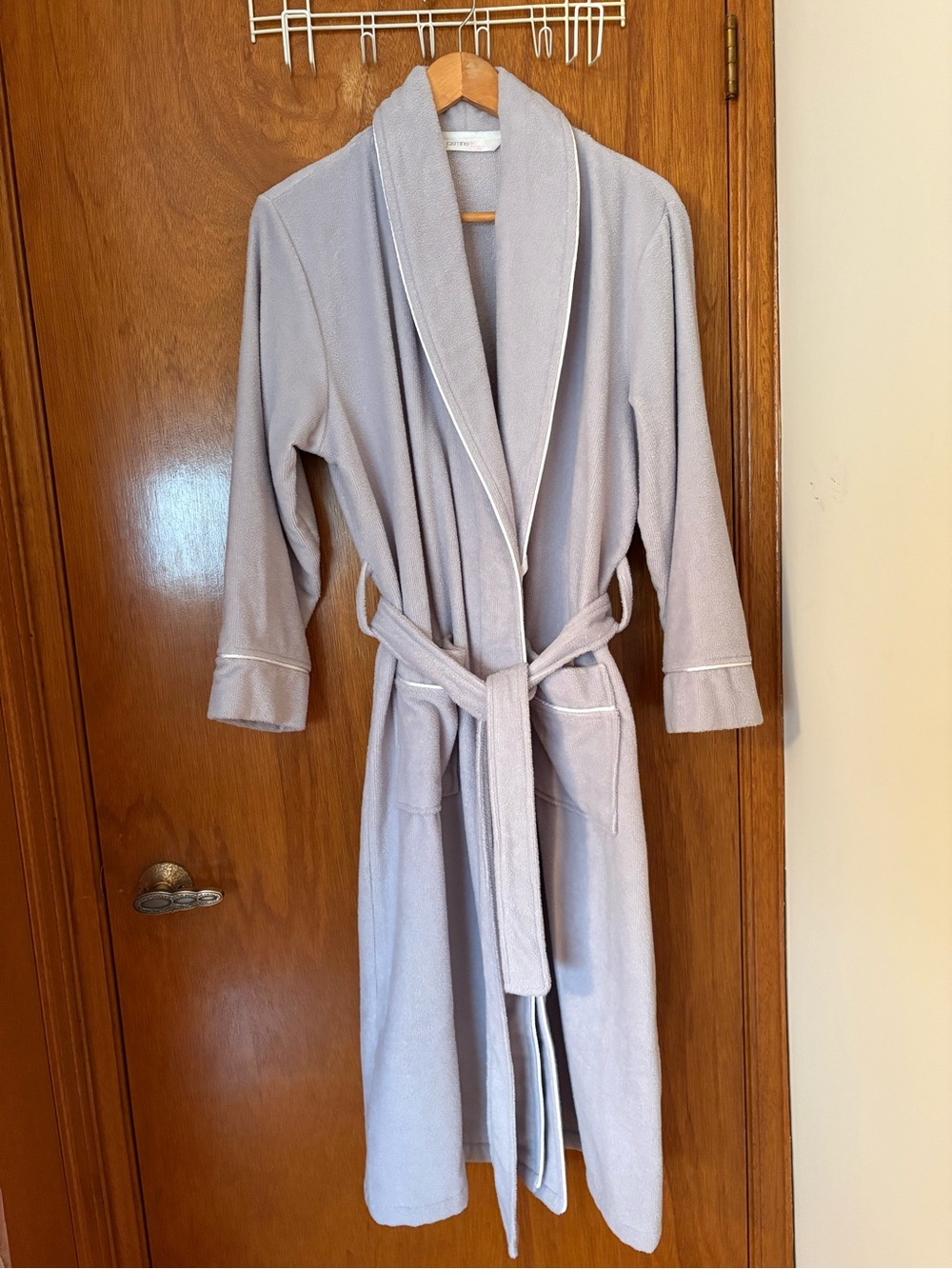 Light Gray Shawl Collar Plush Bathrobe